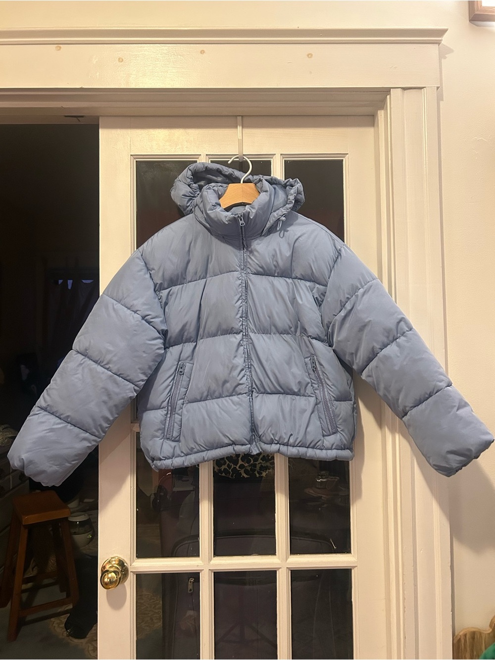 American Eagle Outfitters Powder Blue Hooded Puffer Jacket
